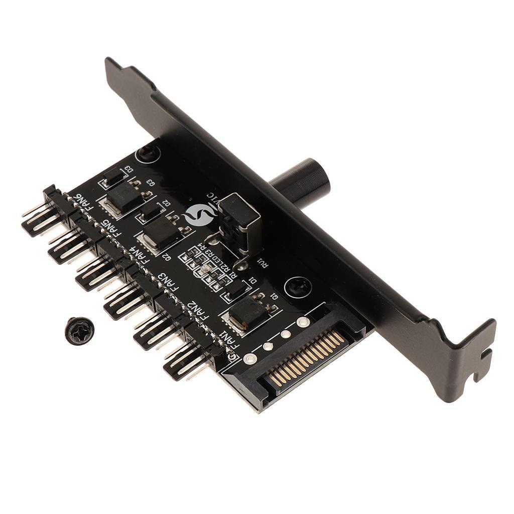 5x SATA Power PCI PWM CPU Cooler Cooling Fan Speed Controller 6-Channel HUB