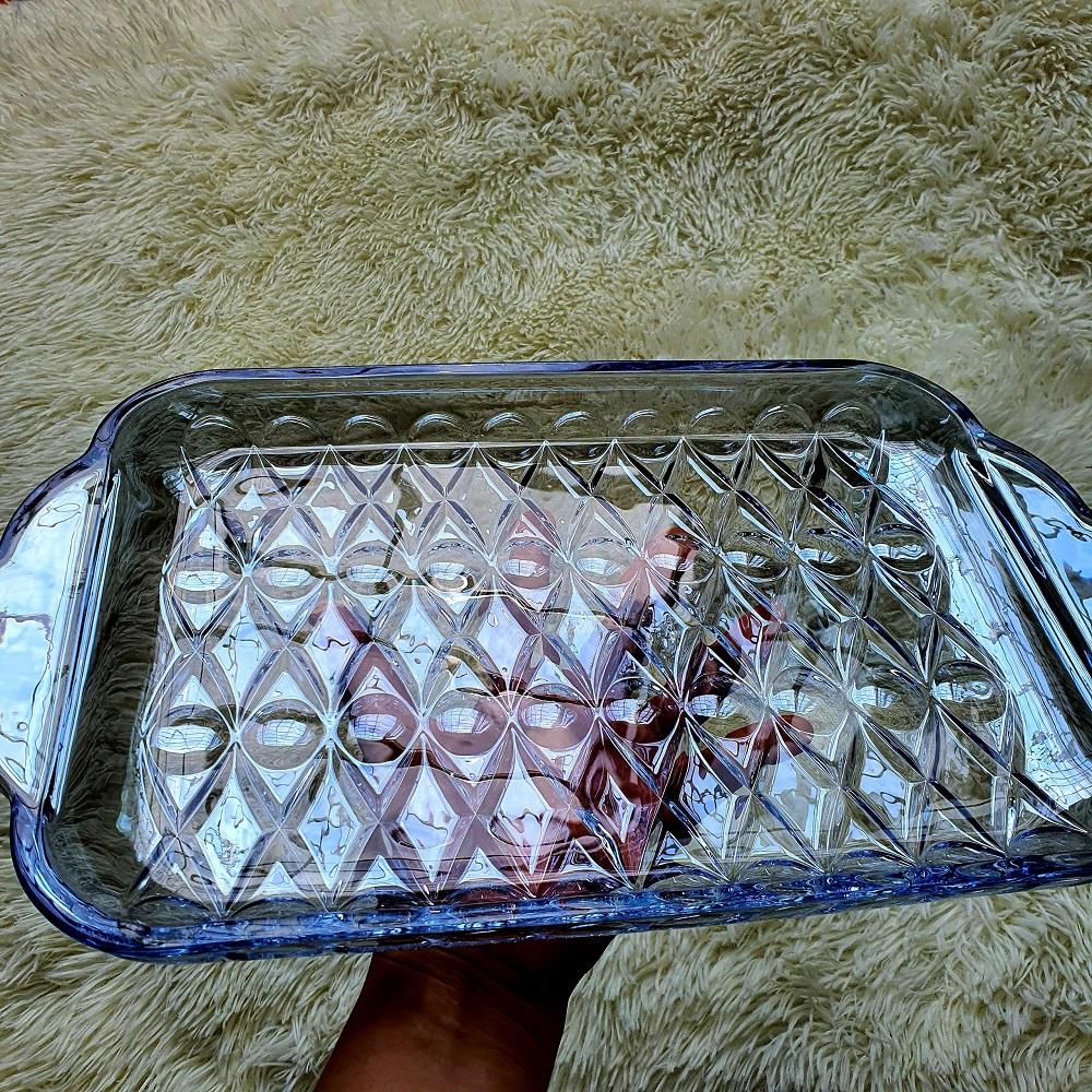 Đĩa Thủy Tinh Hình Chữ Nhật Cao Cấp - Màu Xanh Sang Trọng, Đẳng Cấp
