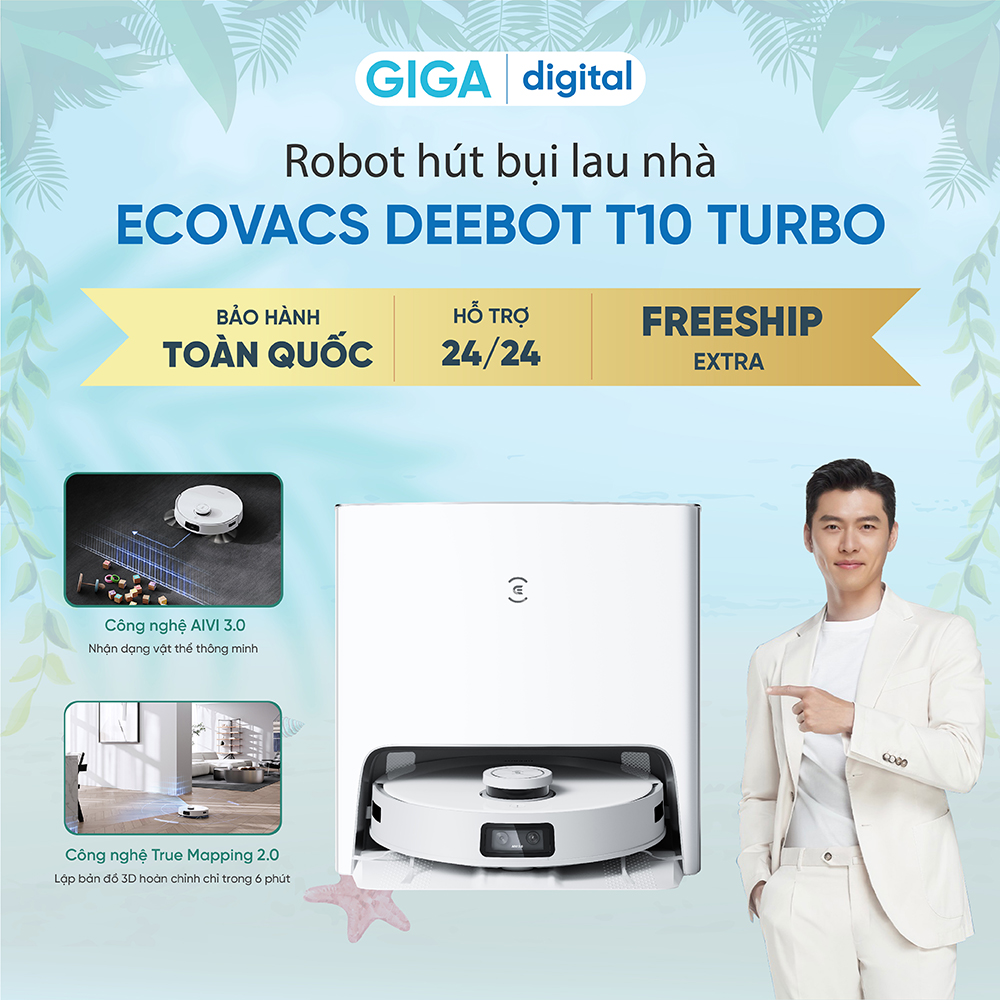 Robot hút bụi lau nhà Ecovacs Deebot T10 Turbo Bản quốc tế - Hàng Chính hãng