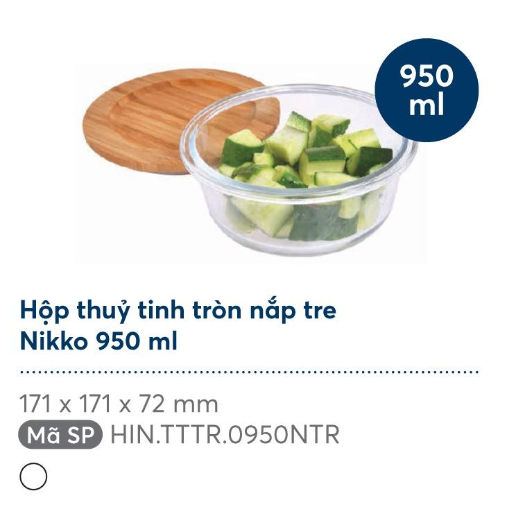 Hộp thuỷ tinh tròn nắp tre Nikko ml – Hàng chính hãng INOCHI – Tiêu chuẩn nhật bản