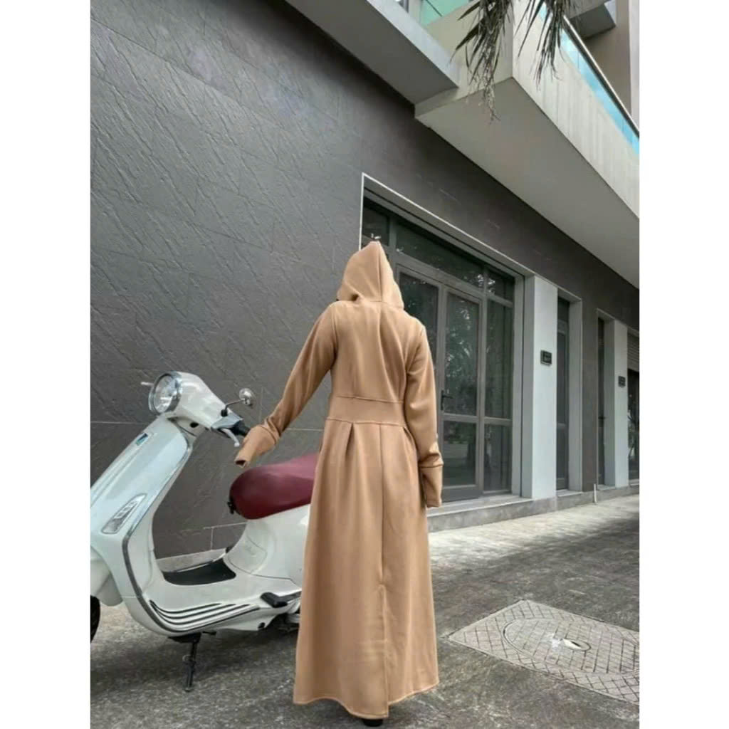 Áo khoác chống nắng nữ toàn thân 2 lớp cao cấp mũ trùm đầu tay xỏ ngón UPF50+ MÀU XÁM ĐẬM Size XL 53-66kg Vải Umi Cotton Co Dãn 4 Chiều Dày Dặn Làm Mát | Thời Trang | Đa Dụng