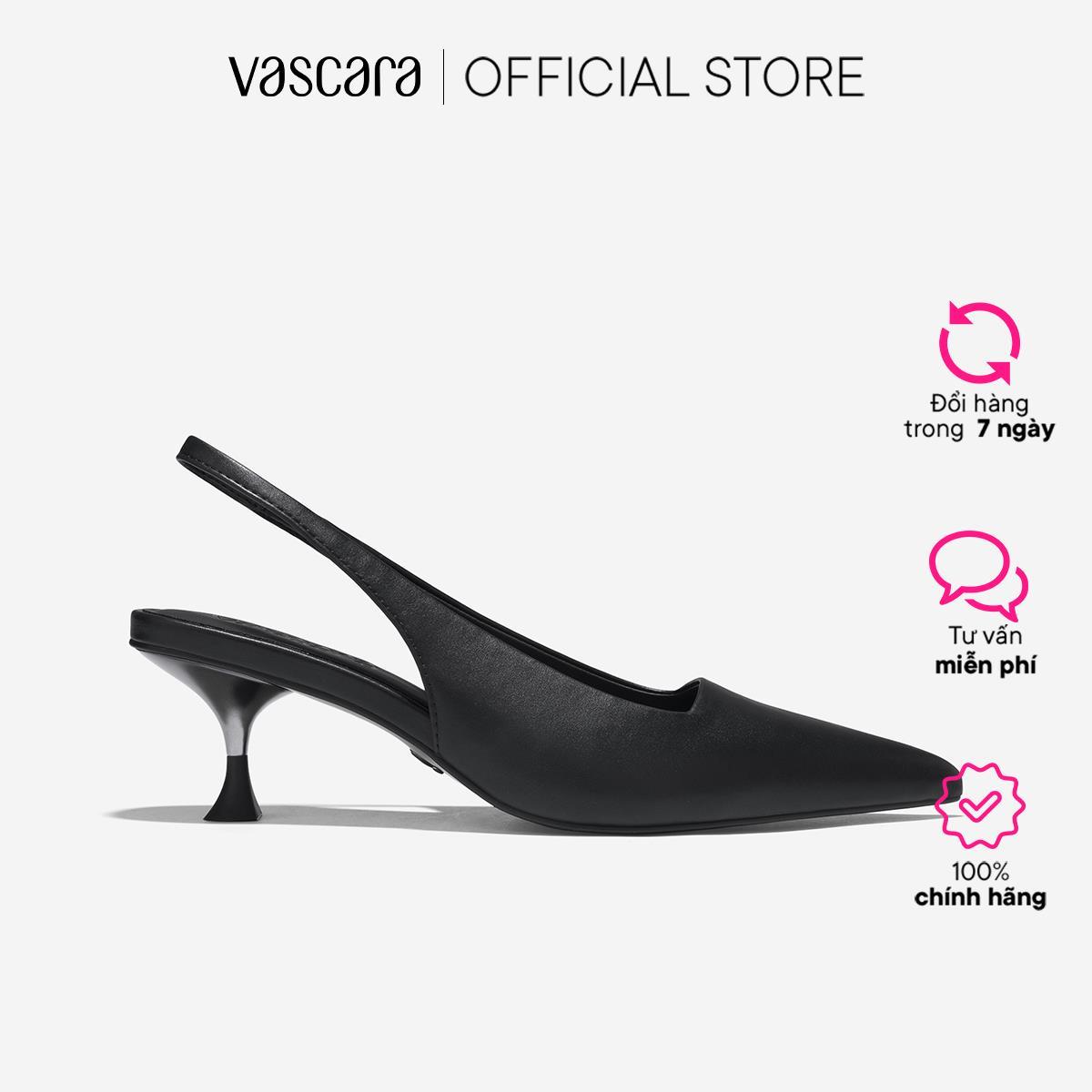 Vascara Giày Slingback Mũi Nhọn Nhấn Gót Hiệu Ứng Aluminium - BMN 0659