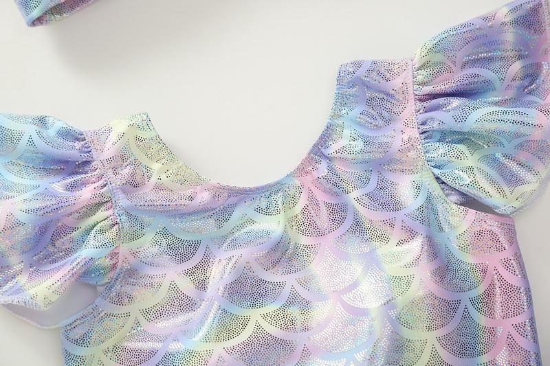 Bé Gái Đồ Bơi Nàng Tiên Cá Một Mảnh + Nón + Dây Đeo Đầu Trẻ Em Dễ Thương Hawaii Bơi Mặc Trẻ Em Đi Biển Quần Áo E6001