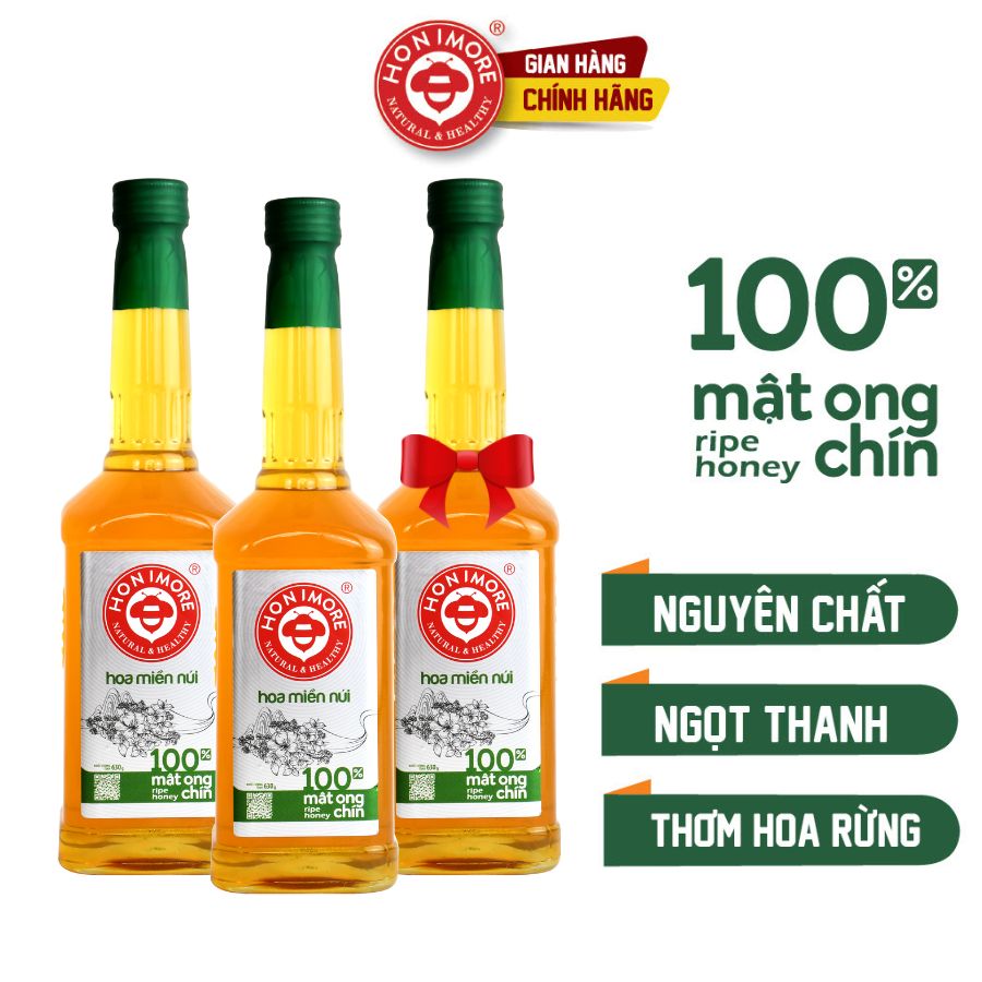 Mật ong chín HONIMORE Hoa Miền Núi 630g - COMBO mua 2 tặng 1 cùng  loại