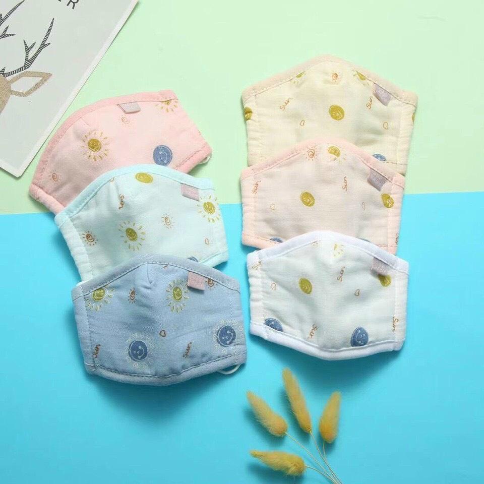 Khẩu trang xô xuất nhật 5 lớp có nút điều chỉnh cho bé đeo thoải mái Túi zip xịn xò