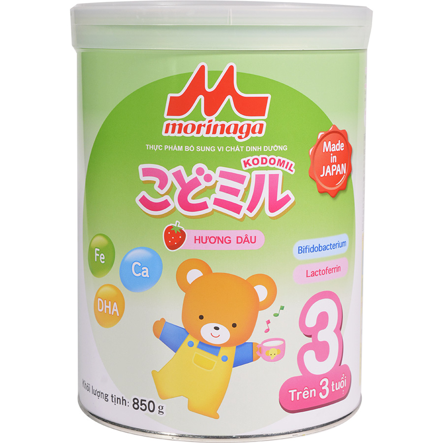 Combo 2 lon Sữa Morinaga số 3 Hương dâu (Kodomil) 850g