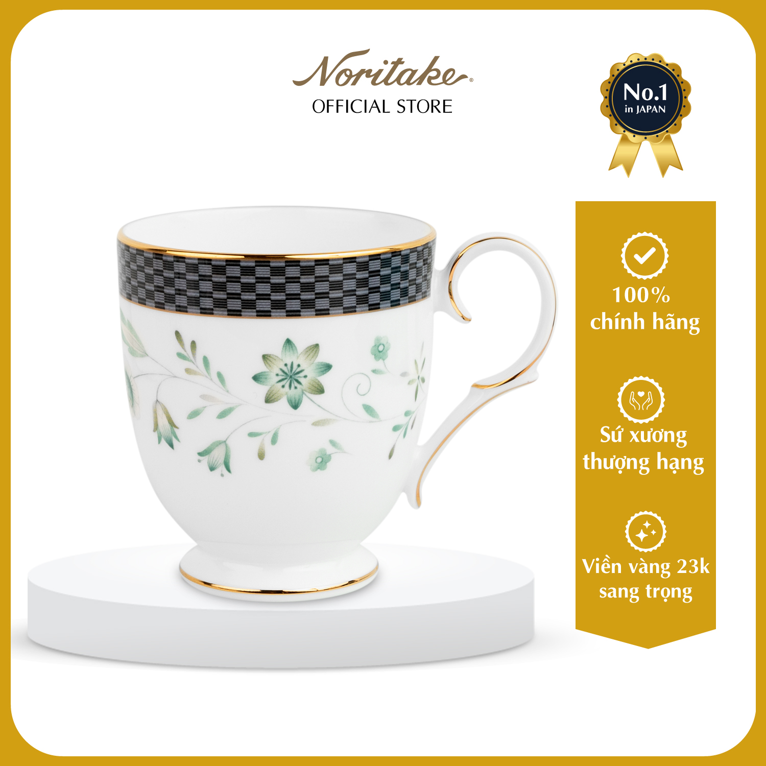 Cốc uống nước/ Cốc uống cà phê Noritake dòng Forever Fields sứ xương cao cấp