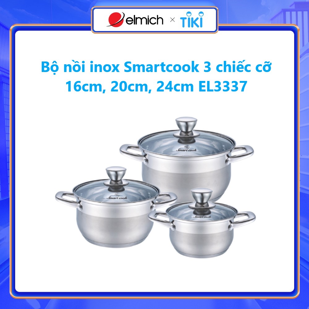Bộ Nồi inox Smartcook 3 chiếc cỡ 16,20,24cm SM3337