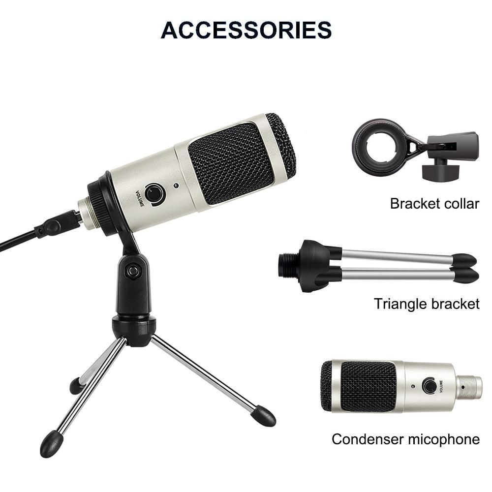 Micro Thu Âm Chuyên Nghiệp Có Dây Usb Kèm Giá Đỡ Chống Sốc Cho Pc Notebook