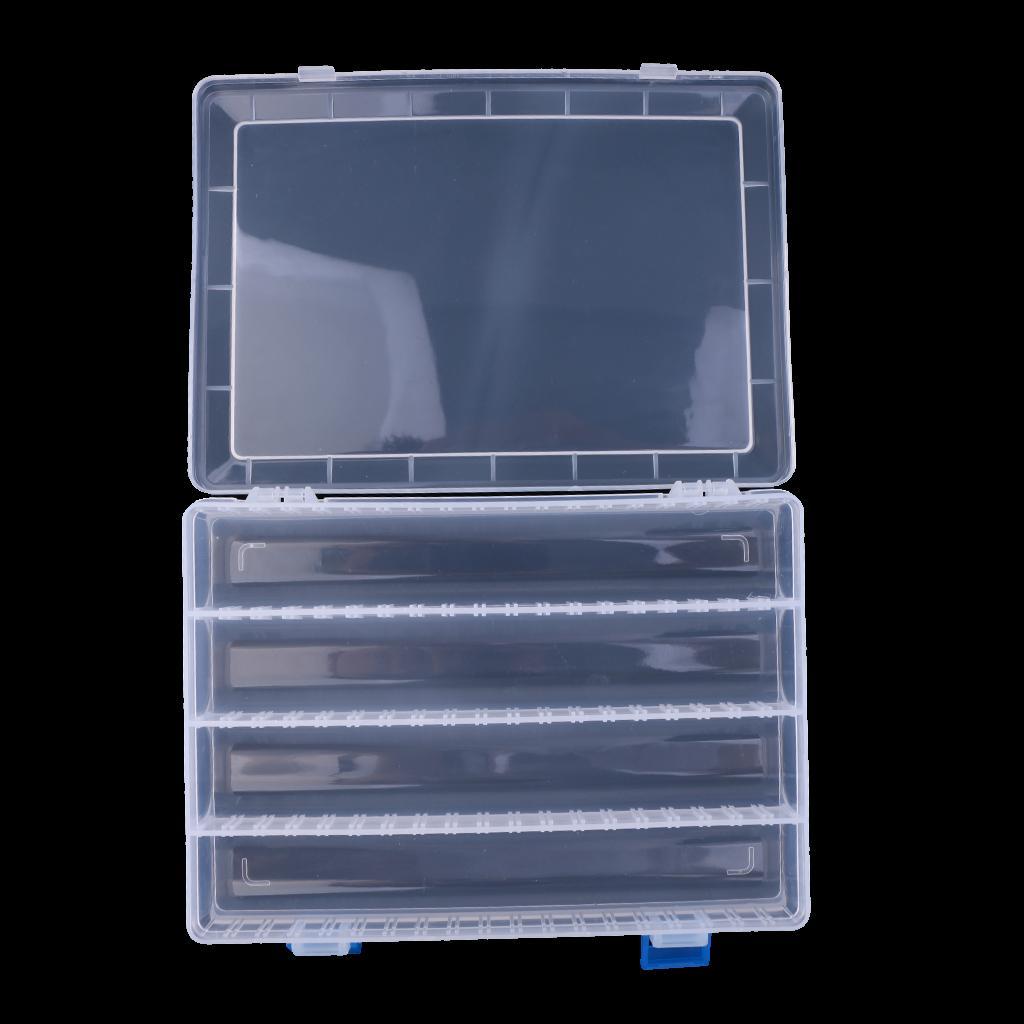 Plastic Fishing Box Adjustable Tackle Hooks Baits Storage Case 25 x 18 x 4cm