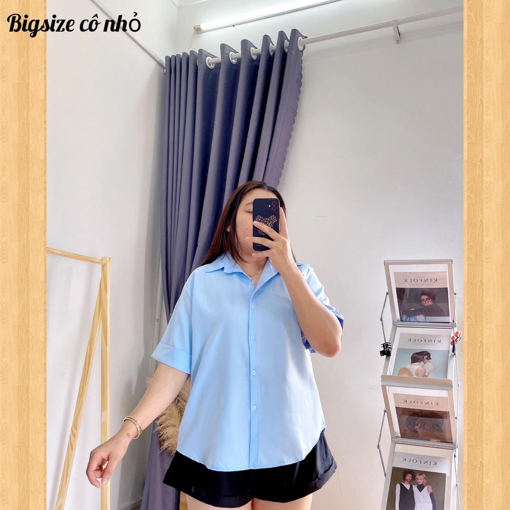 Áo sơ mi bigsize nữ tay ngắn kiểu xẻ lưng có cúc, Áo kiểu big size nữ AT10
