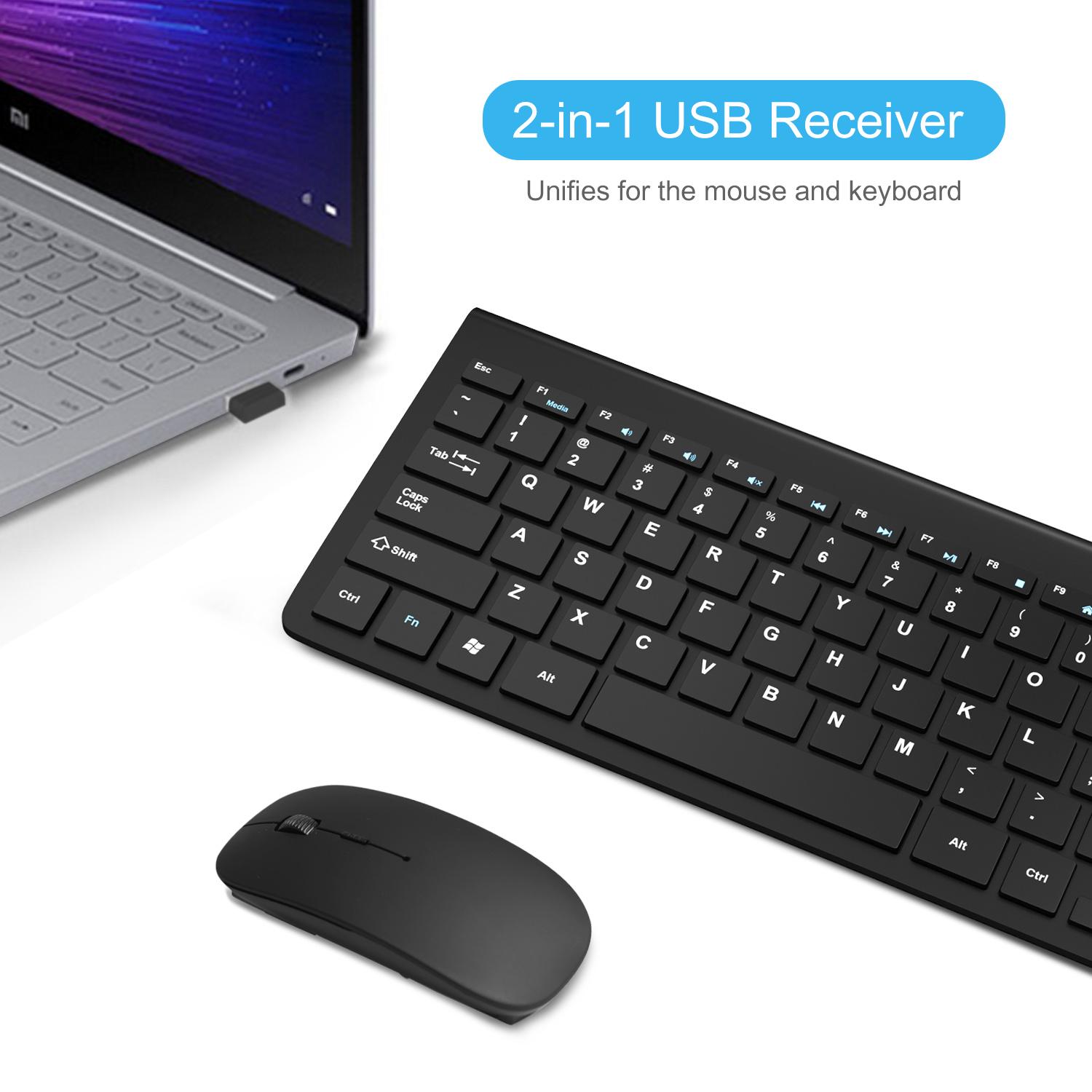 Bàn Phím Và Chuột Không Dây 2.4G USB Mini Bàn Phím Chuột Combo Noiseless Công Thái Bàn Phím Chuột Dành Cho Máy Tính Laptop tivi