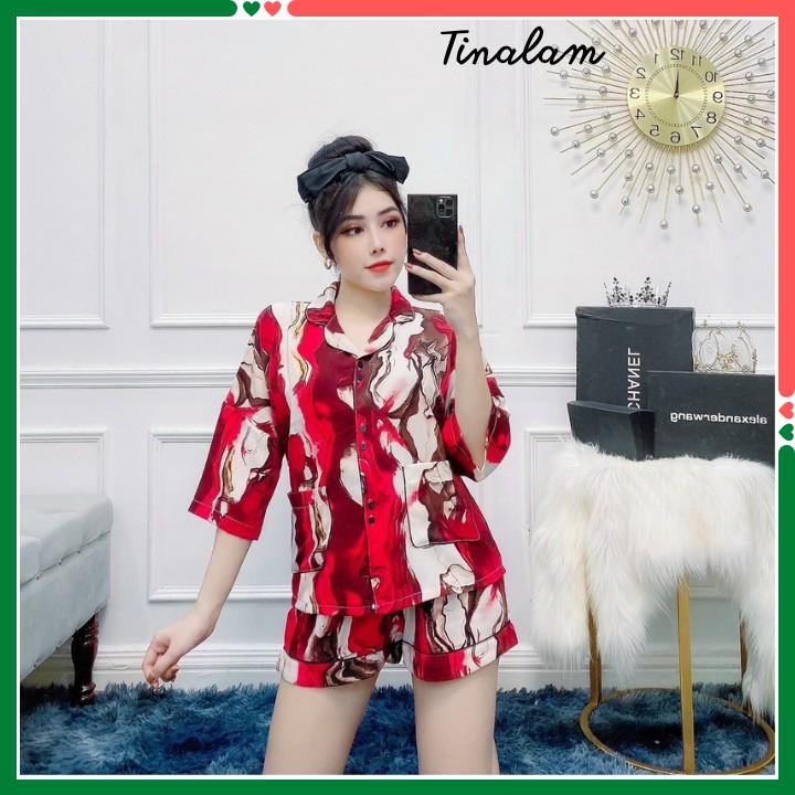 Đồ Bộ Pijama Nữ Đồ Ngủ Đồ Bộ Pijama Mặc Nhà Áo Tay Lở Quần Đùi Dễ Thương Họa Tiết Sang Trọng DBTNQD002