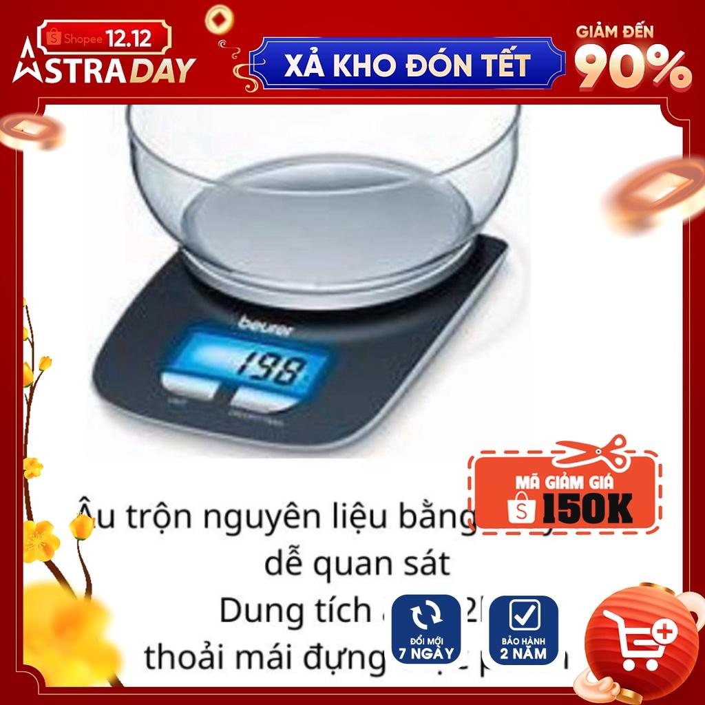 Cân tiểu ly điện tử nhà bếp mini, cân thực phẩm làm bánh, chia thức ăn, kèm bát thủy tinh - Beurer KS2