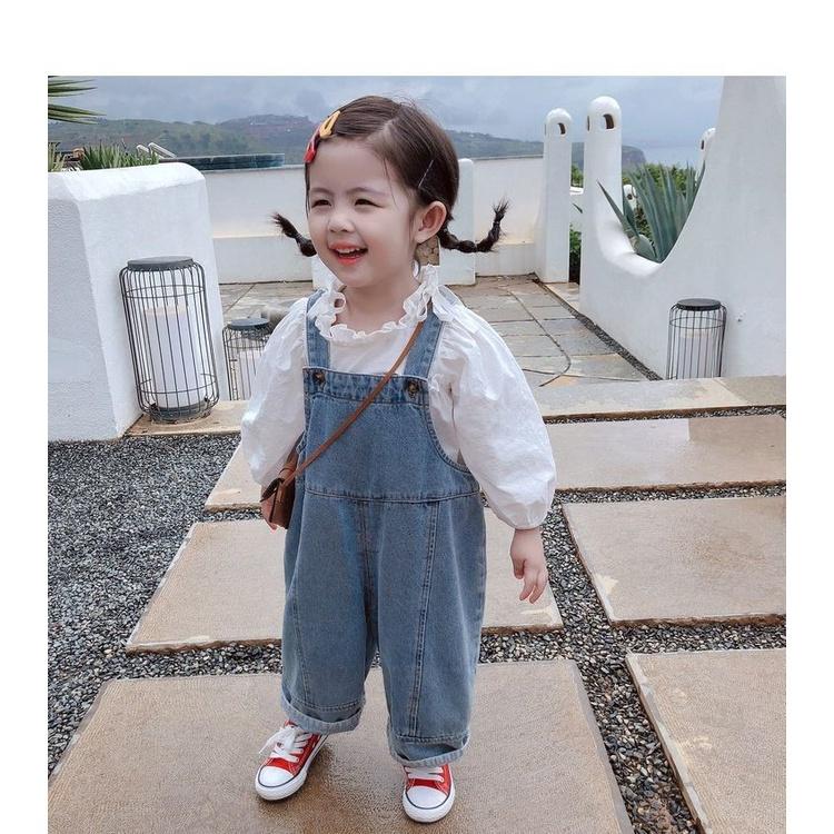 QJ18 Size100-140 (12-30kg) Quần Yếm bé gái, kiểu dáng đơn giản Quần áo trẻ em hàng quảng châu