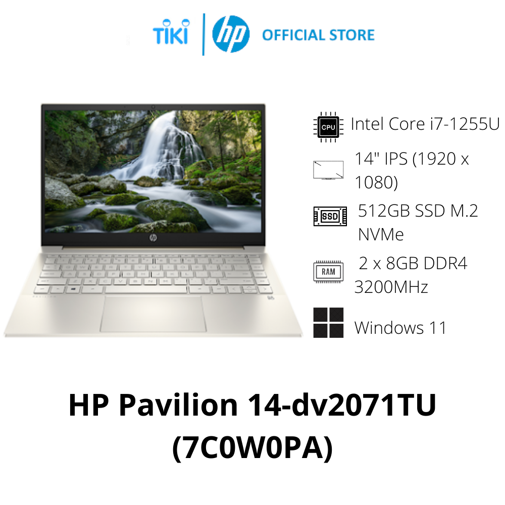 Laptop HP Pavilion 14-dv2071TU 7C0W0PA (Core i7-1255U | 16GB | 512GB | Iris Xᵉ Graphics | 14 inch FHD | Windows 11 | Warm Gold) - Hàng Chính Hãng