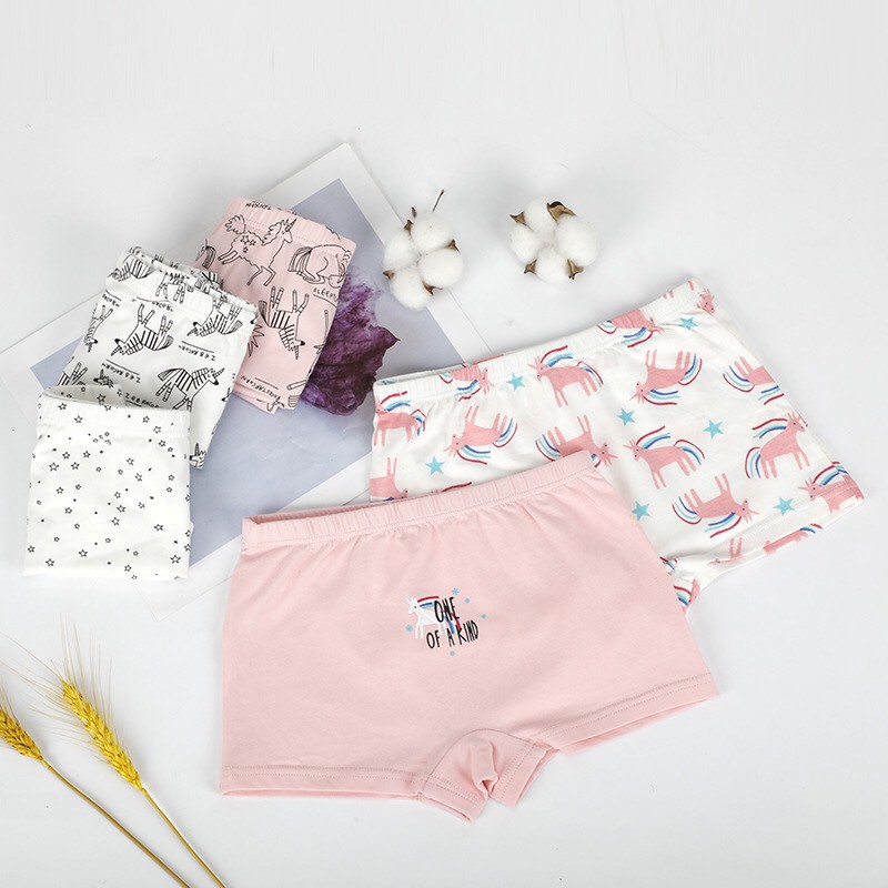 Quần chip bé gái combo 5 quan lót trẻ em vải cotton in hình hoạt hình dễ thương cho bé kg