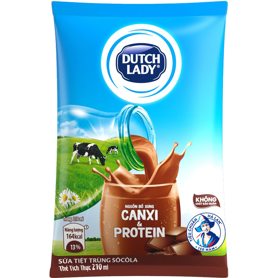 Thùng 48 Bịch Sữa Tiệt Trùng Dutch Lady Cô Gái Hà Lan Socola (48X210ml)