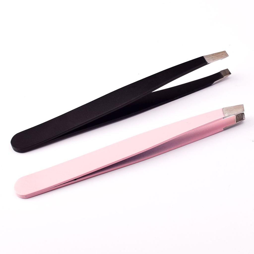 2pcs Professional Slant Tip Eyebrow Tweezer Hair Remover Makeup for Women