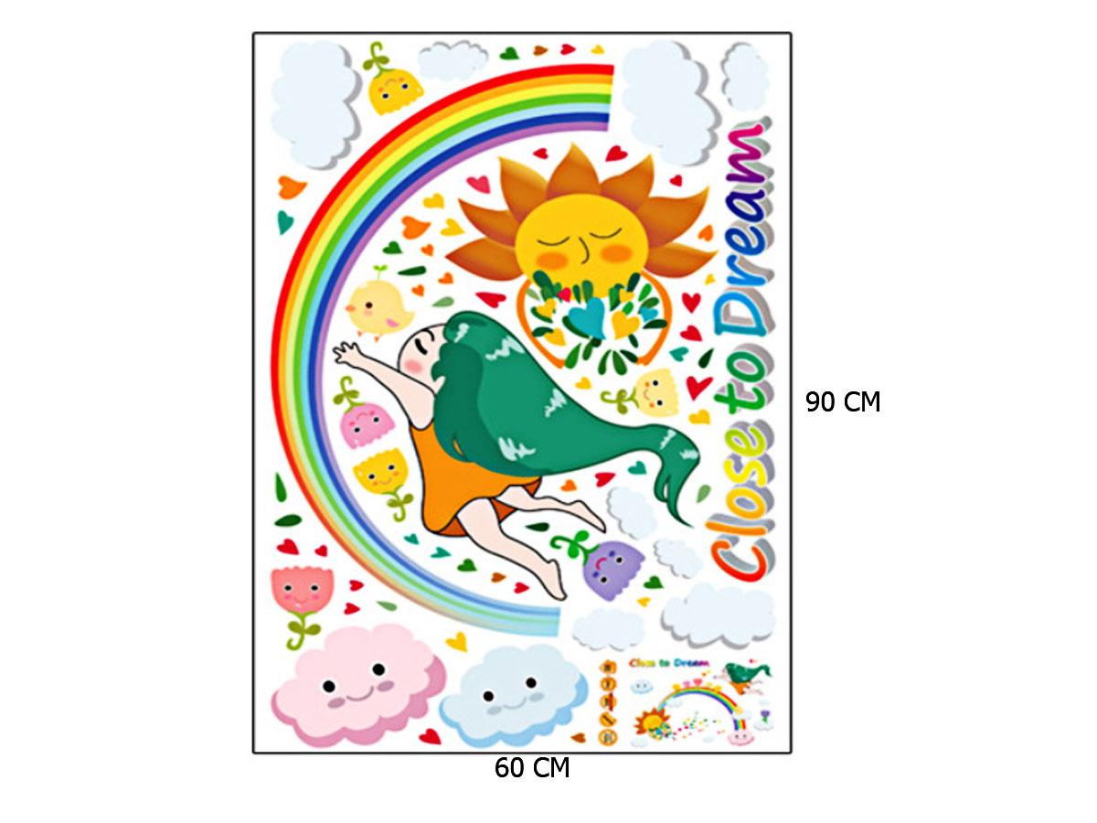 Decal dán tường bé cầu vồng