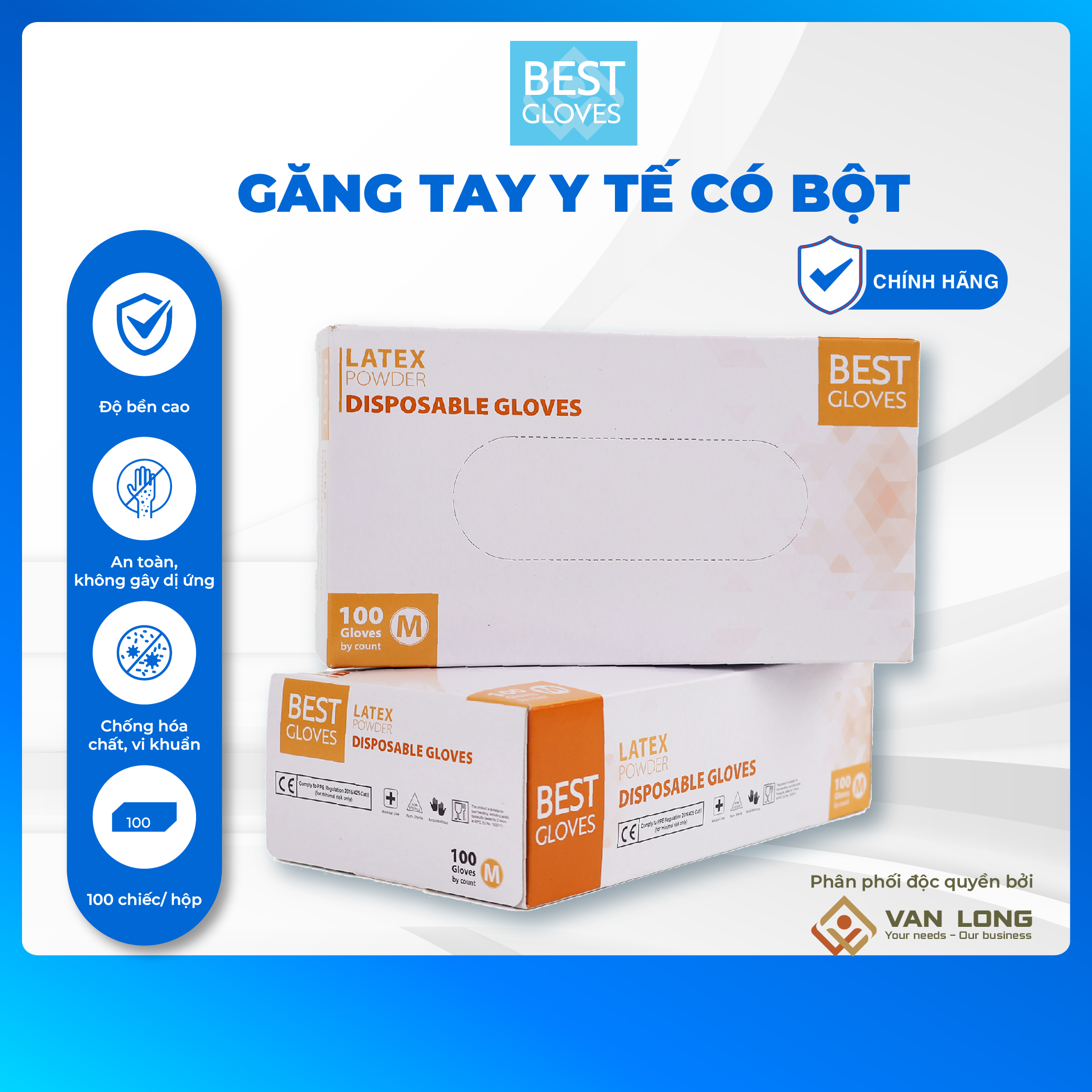 Găng tay y tế có bột Best Gloves (Găng tay thăm khám) Thùng 10 hộp