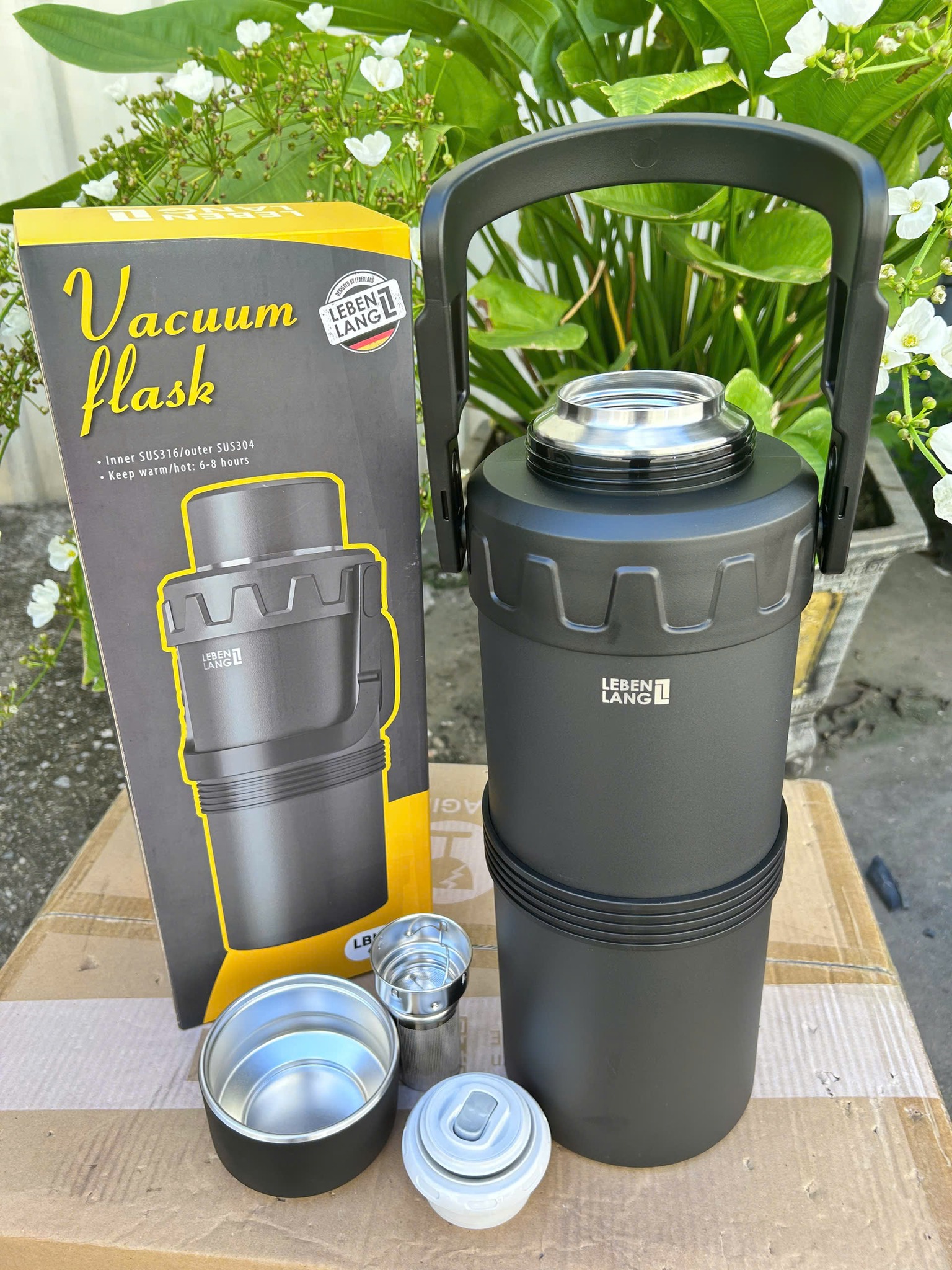 Phích giữ nhiệt Inox 316 Lê Bên Làng LBL3025 dung tích 6L kèm lõi lọc trà - Hảng chuẩn Đức