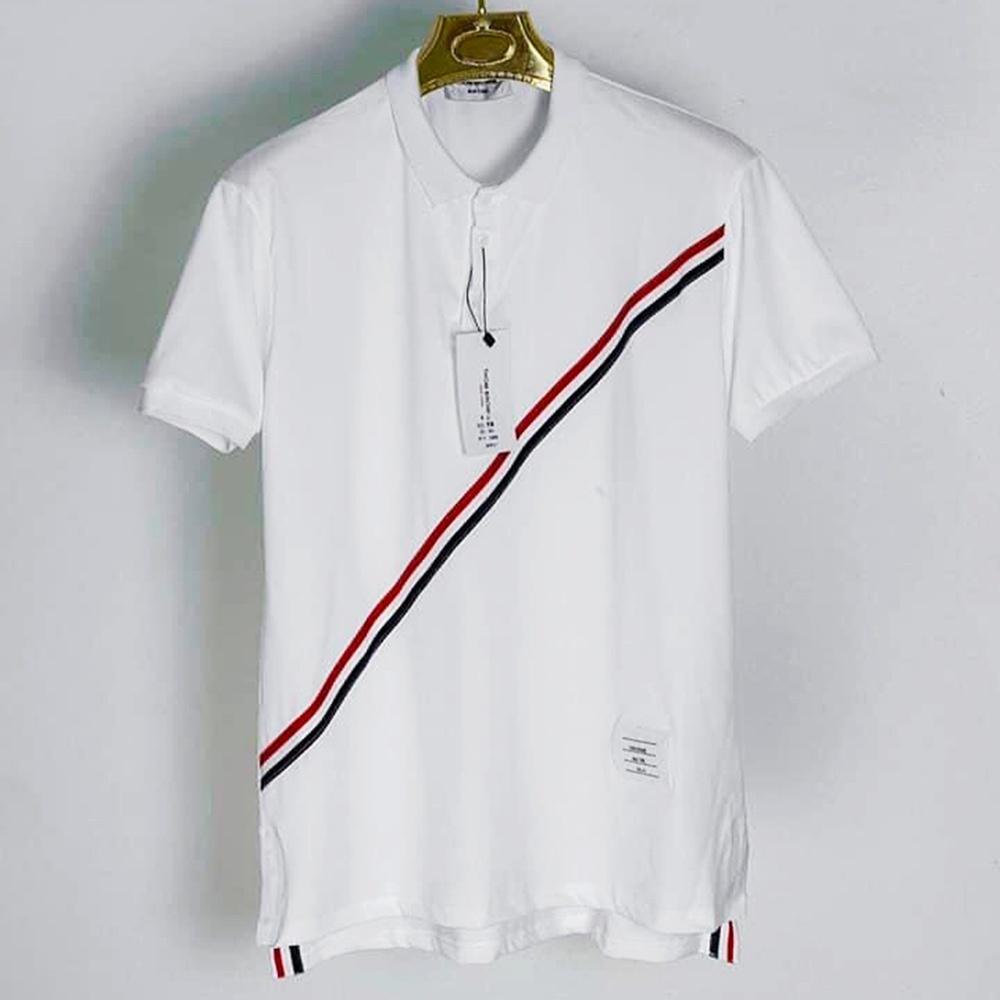 Áo phông nữ kiểu dáng đơn giản, áo polo viền chéo hè cộc tay