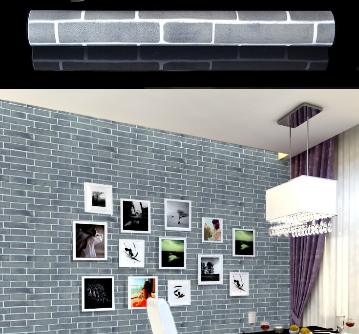 Combo 10 mét giấy dán tường, decal dán tường trang trí nhà cửa GẠCH XÁM VIỀN TRẮNG khổ 45cm