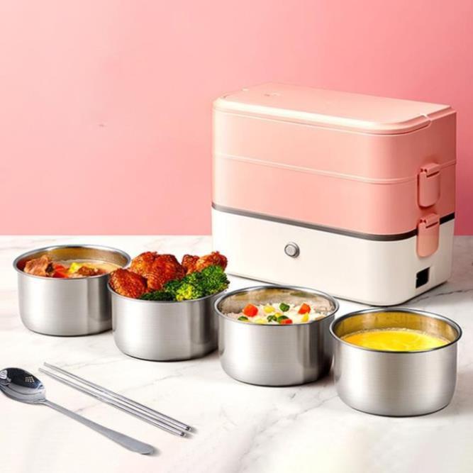 Khay đựng cơm trưa-Hộp cơm văn phòng đa năng kèm 4 chén đựng bên trong