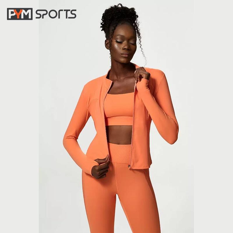 Áo khoác thể thao body PYM SPORT - PYMAT024 mặc chạy bộ, tập gym, yoga - 3 màu cam, xanh, hồng
