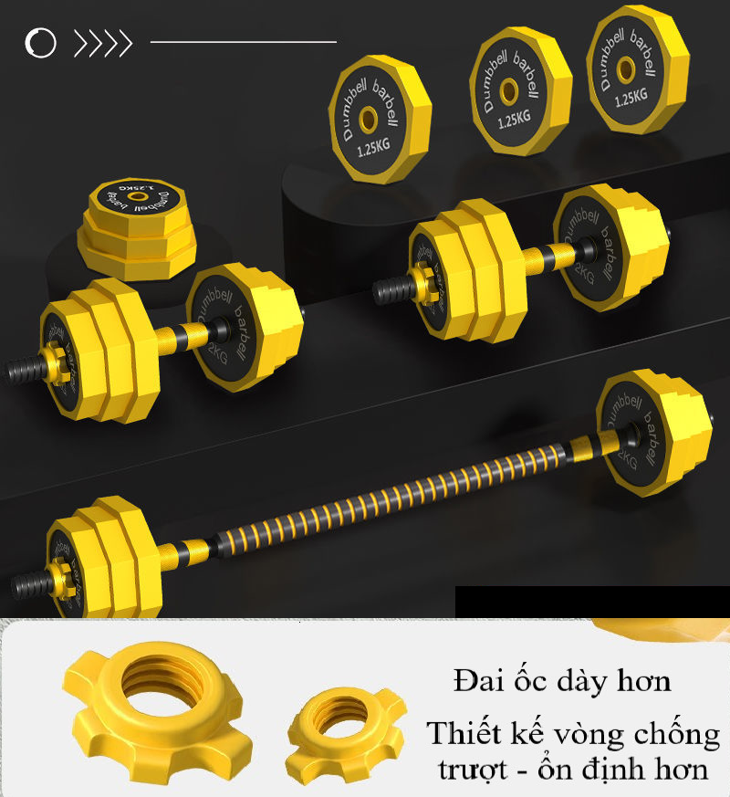 Tạ Tay + Tạ Đẩy kết hợp  chất liệu sắt- Loại 40KG