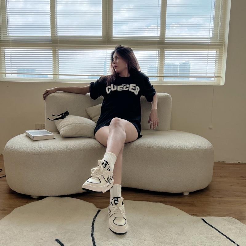 Áo thun ALTHOUGH form unisex, in chữ CUECES, chất vải 100% Cotton thoáng mát