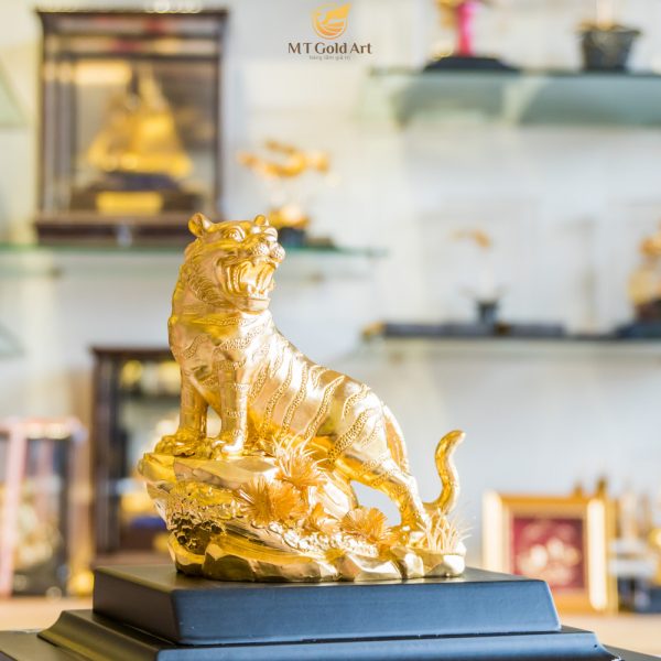Tượng Hổ Dát Vàng 24K MT Gold Art- Hàng chính hãng, trang trí nhà cửa, phòng làm việc, quà tặng sếp, đối tác, khách hàng, tân gia, khai trương