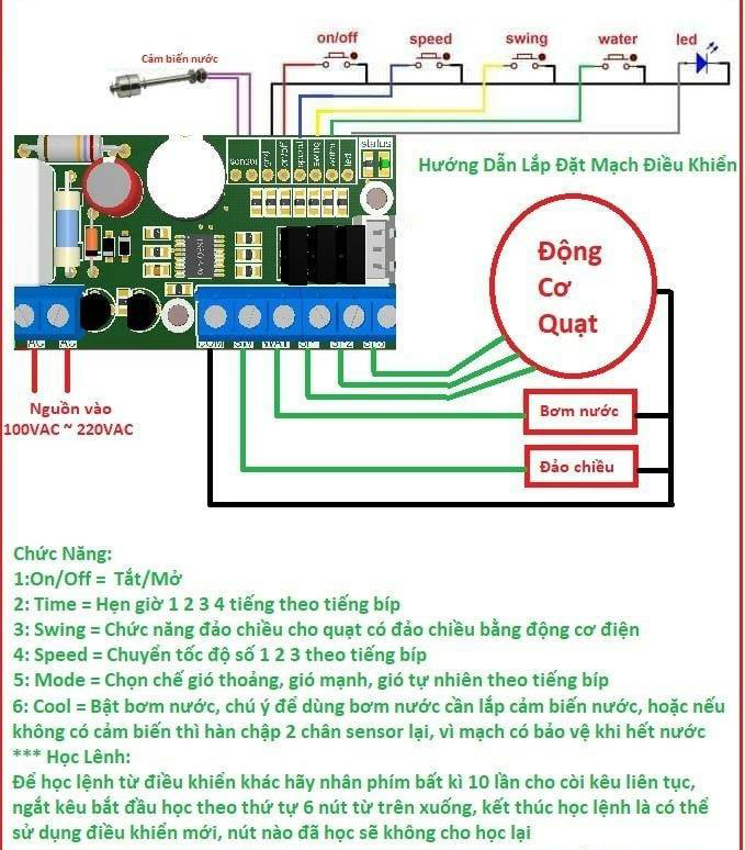 Vỉ mạch điều khiển quạt học lệnh hồng ngoại