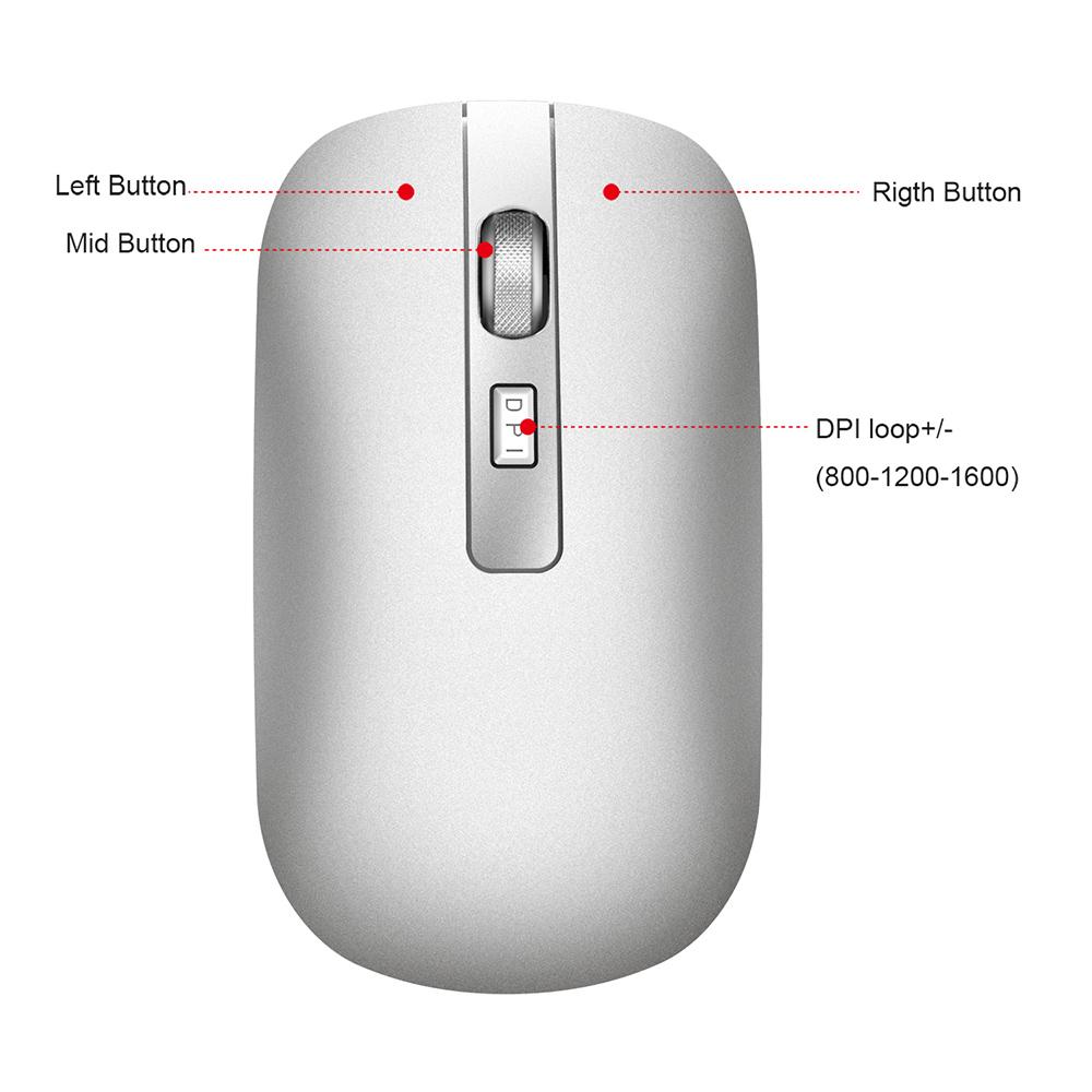 HXSJ M50 Dual Mode Wireless Mouse 2.4G Wireless Mouse BT Mouse Mute Office Mouse with Adjustable DPI for PC Laptop