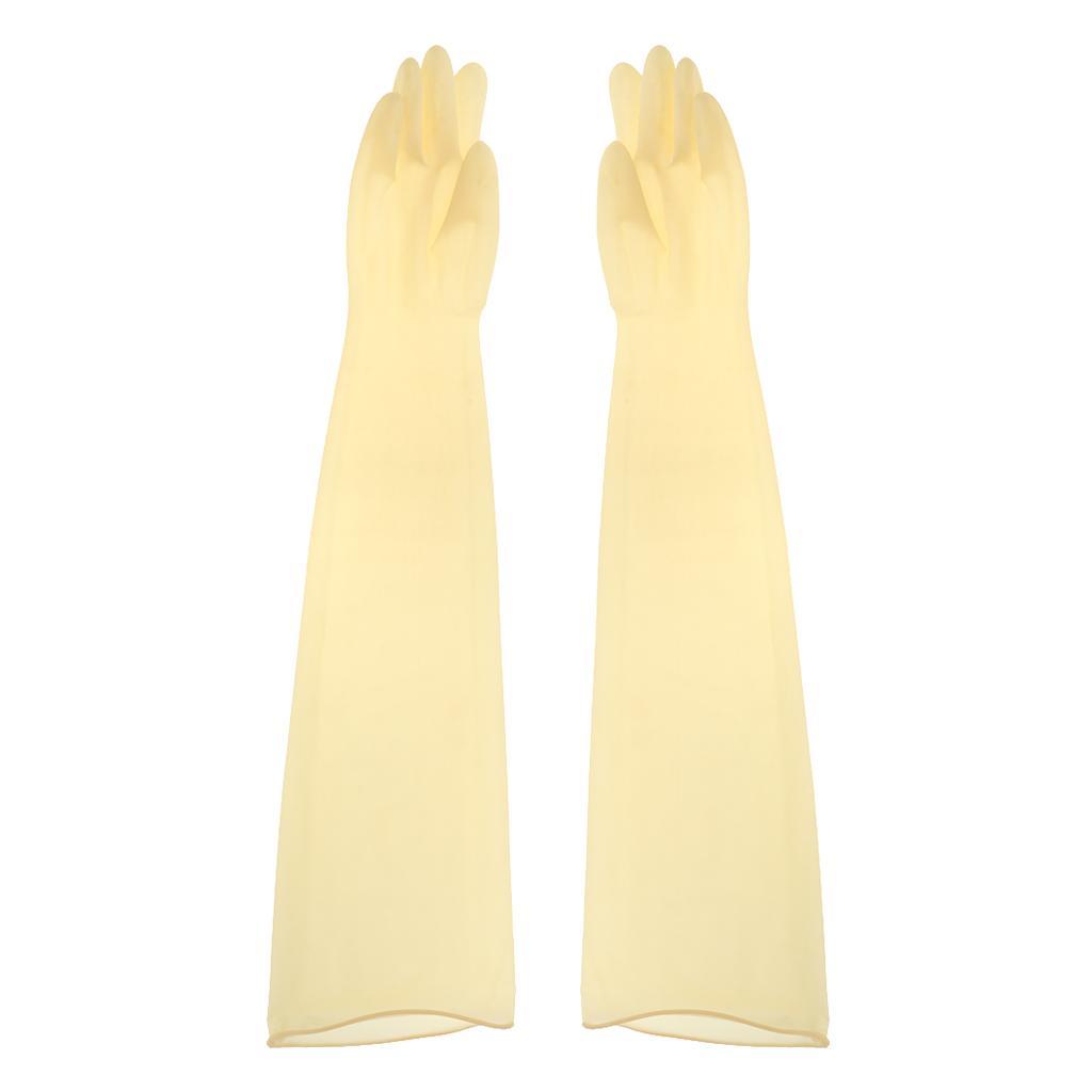 2x1 Pair 70cm Industrial Anti Acid Alkali Rubber Gloves Yellow 700x160x1.0mm