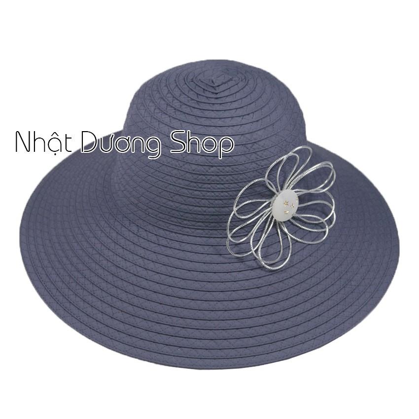 Nón bo nữ vành rộng 11 cm, vòng đầu 56 cm, hoa 6 cánh - chất liệu vải cói đẹp thích hợp cho chị em phụ nữ