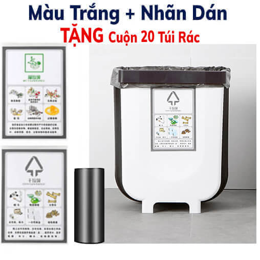 Thùng Rác Treo Tủ Bếp Gấp Gọn Size Lớn 2 Màu Tuỳ Chọn Chất Lượng Cao TẶNG 20 TÚI RÁC