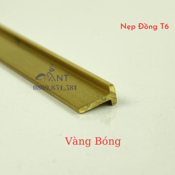 Nẹp Đồng T6 Vàng Bóng, Nẹp đồng chữ T, Nẹp đồng chống trơn, giá 1m