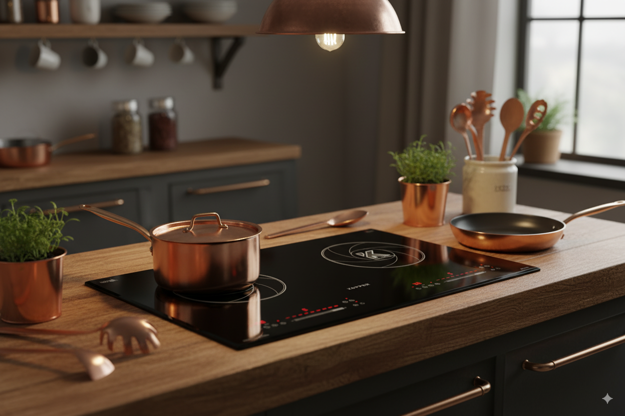 Kopper Bếp từ đôi KP586HD720 công suất 2600W IGBT tiết kiệm năng lượng Made in Thái Lan Kính VITRO CERAMIC chống trào Hàng Chính Hãng