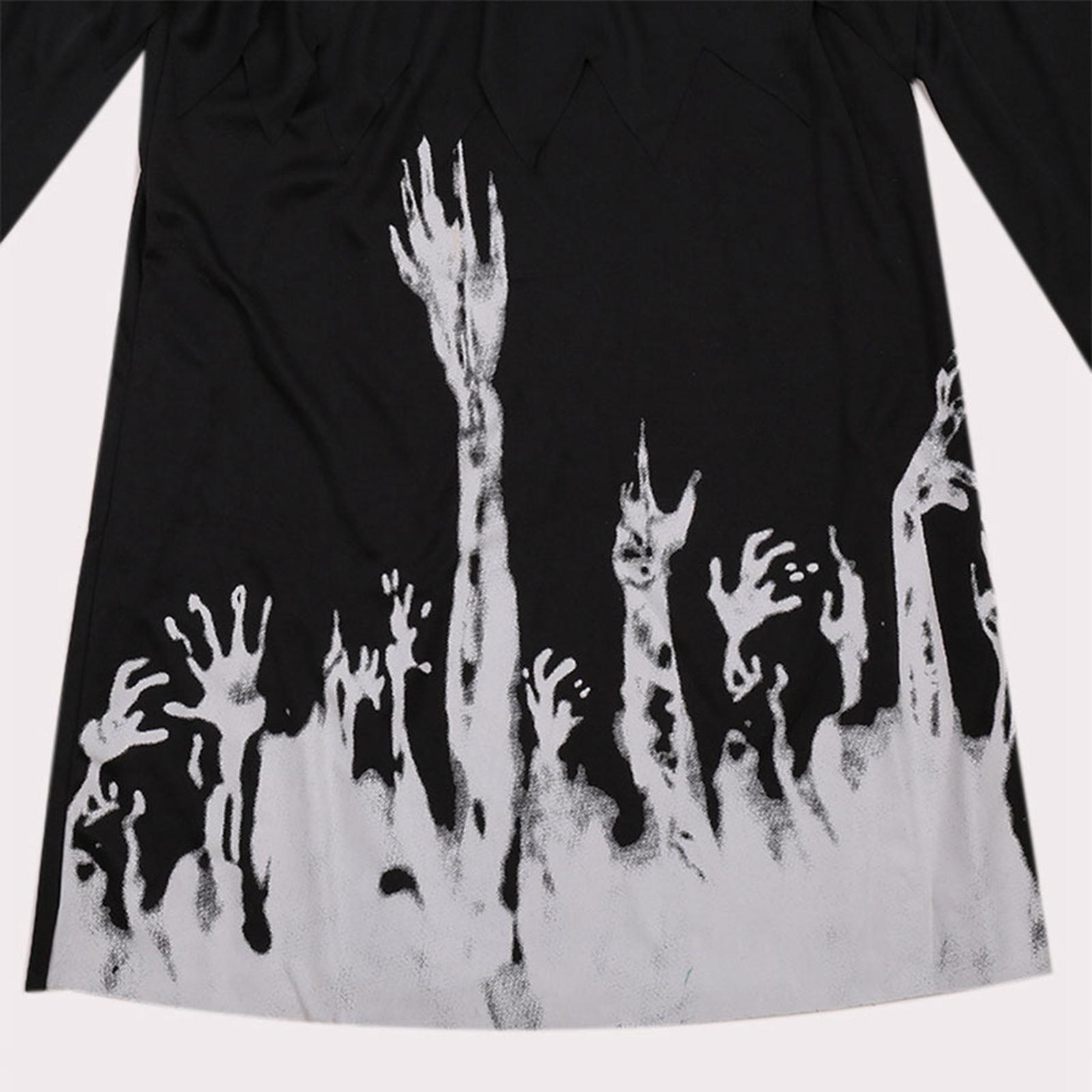 Grim Reaper Costume Hooded Cape Skull Creepy for Dress up Stage Performances