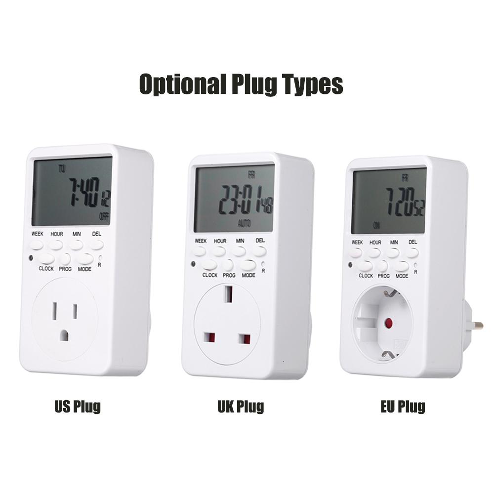 Digital Timer Switch Socket LCD Display Plug-in Programmable Time Switch Energy Saving Intelligent Electronic Timing Socket
