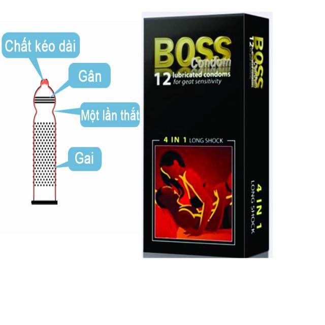 Bao Cao Su Boss 12s 4in1 Nhiều gai gân Kéo Dài Thời Gian 