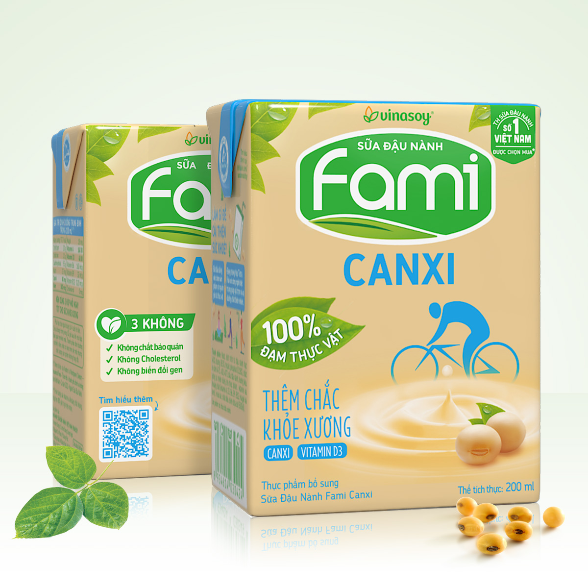 Thùng sữa đậu nành Fami Canxi Nguyên vị (200ml x 36 hộp