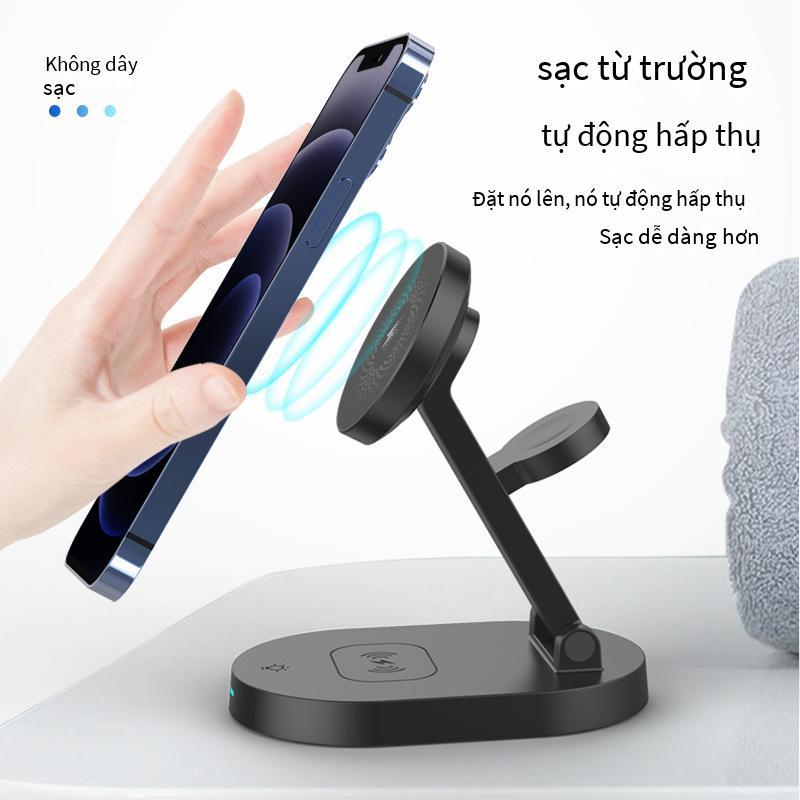 Giao hàng nhanh Bộ sạc không dây từ tính 3 trong 1 có thể gập lại thích hợp cho điện thoại di động Đồng hồ tai nghe Bộ sạc không dây đa chức năng