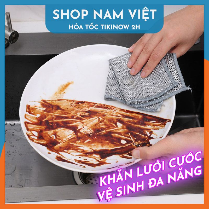 Khăn Lưới Cước Thép Vệ Sinh Chén Dĩa Xoong Chảo Đa Năng