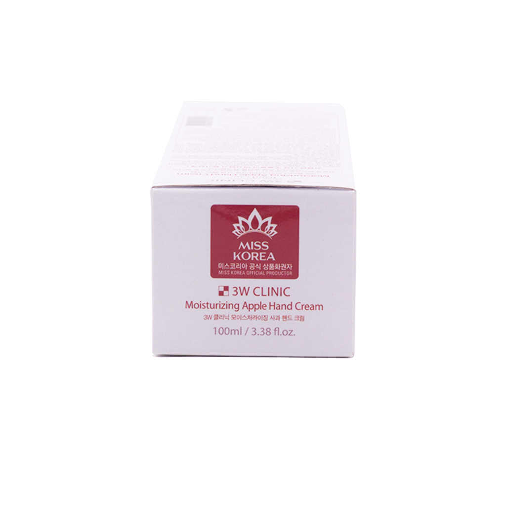 Kem dưỡng da tay chiết xuất Táo Hàn Quốc cao cấp 3W Clinic Apple Hand Cream (100ml) + Tặng Bông bọt biển massage mặt Hàn Quốc Aroma – Hàng Chính Hãng