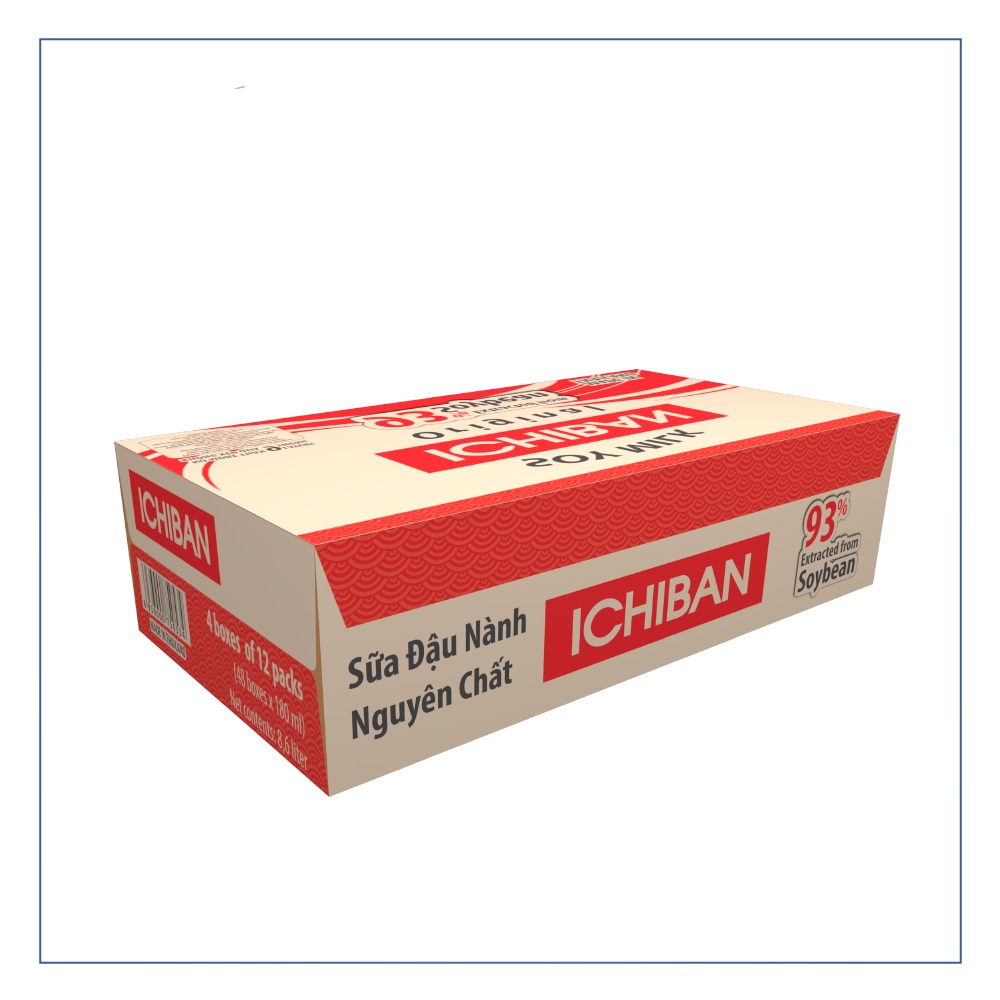 Thùng 48 Hộp Sữa Đậu Nành Nguyên Chất ICHIBAN (180ml/Hộp)