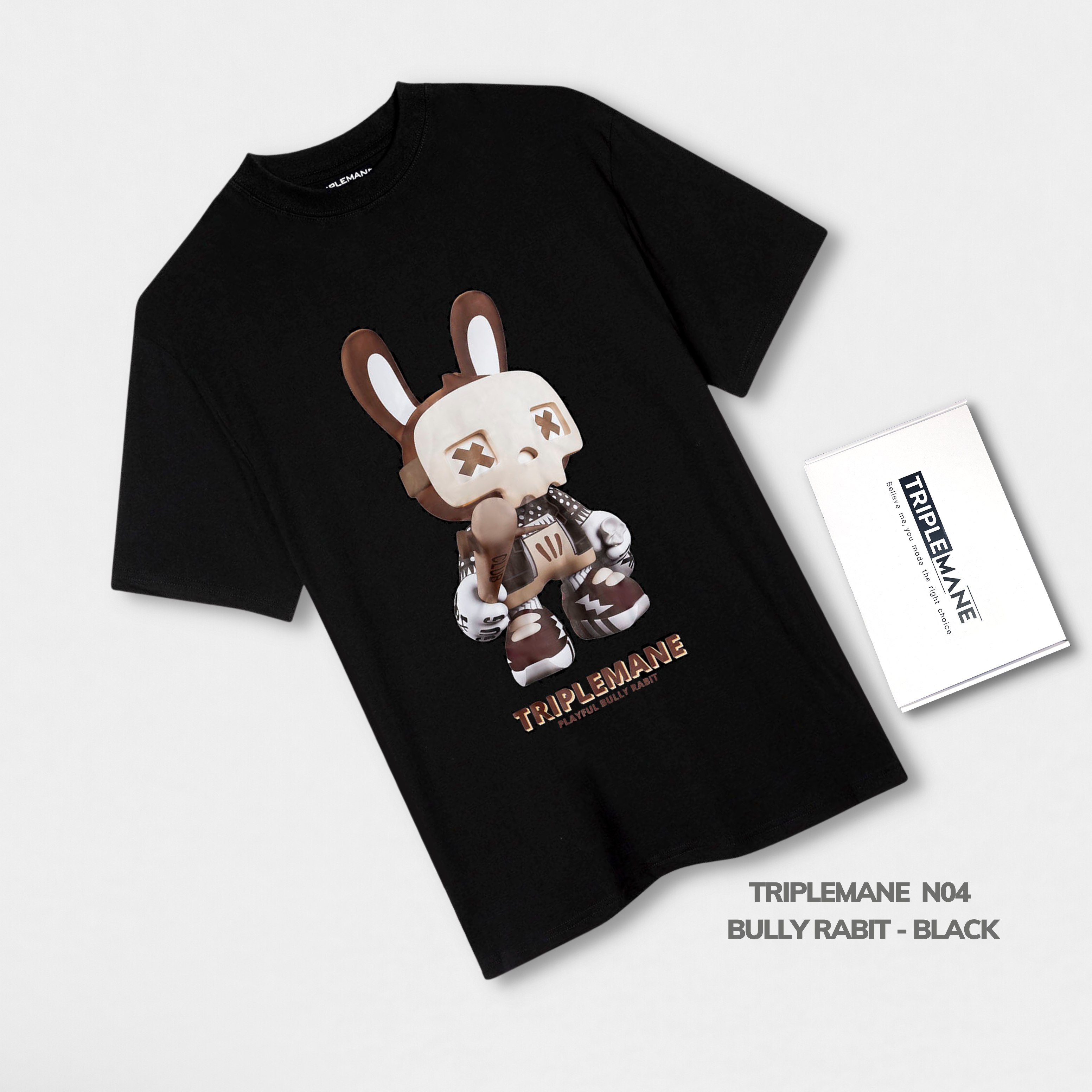 Áo thun cộc tay nam nữ Unisex NO4 Bully Rabit / BLACK - vải 100% Cotton Premium thoáng mát không bai xù, co giãn 2 chiều, định lượng lên đến 260gsm