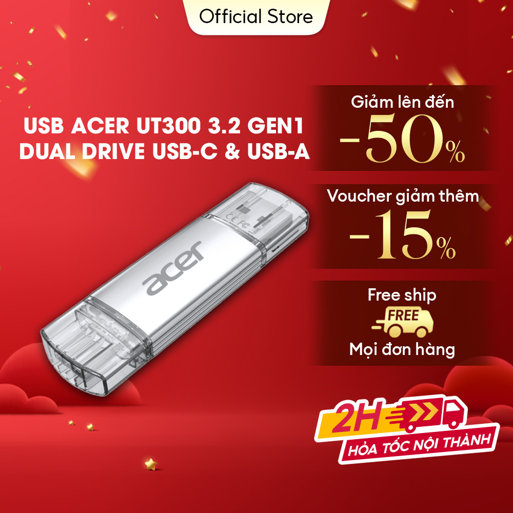 USB Acer UT300 3.2 Gen1 USB-C &amp; USB-A tốc độ upto 150MB/s BH 5 NĂM 1 ĐỔI 1 Hàng chính hãng